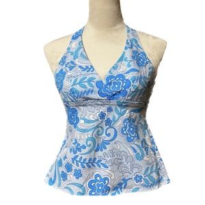 Y2K Floral Back Tie Halter Top - Size S